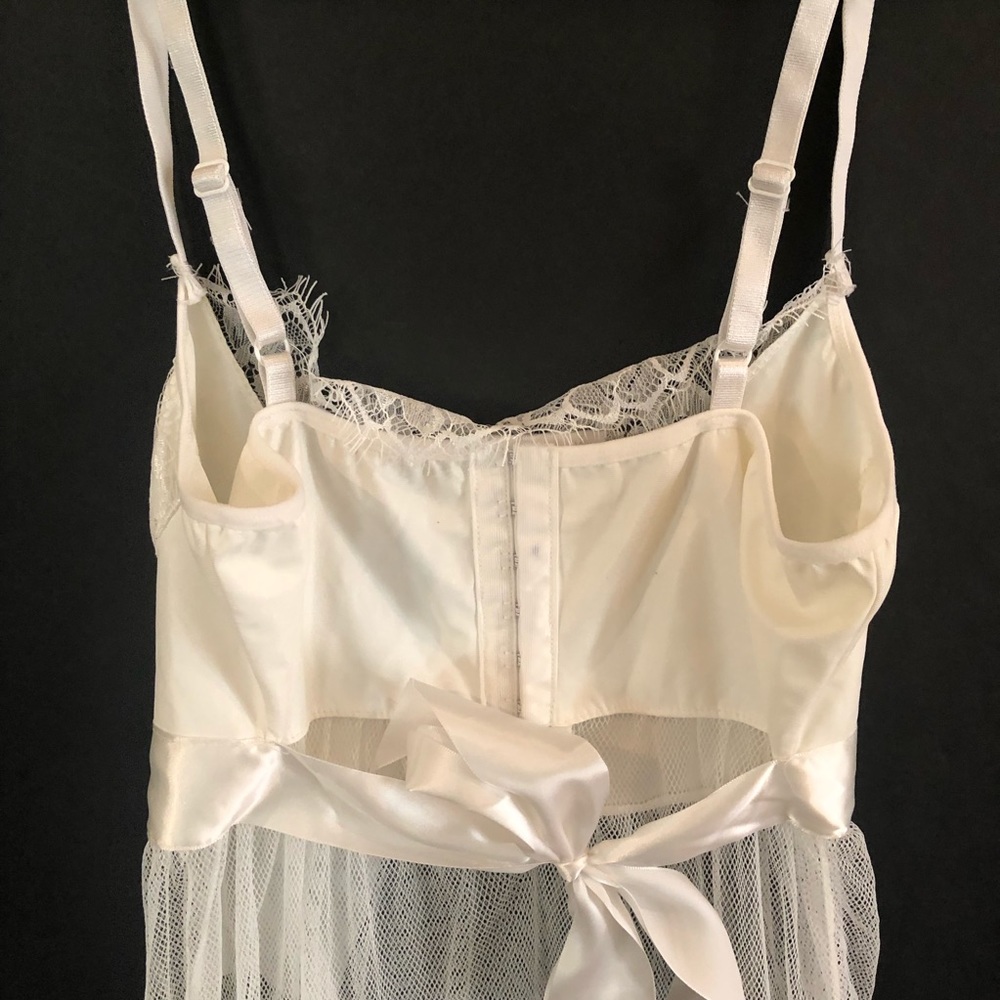 VINTAGE White Eyelash Lace Bow WEDDING NIGHTGOWN❤️ - Picture 8 of 13
